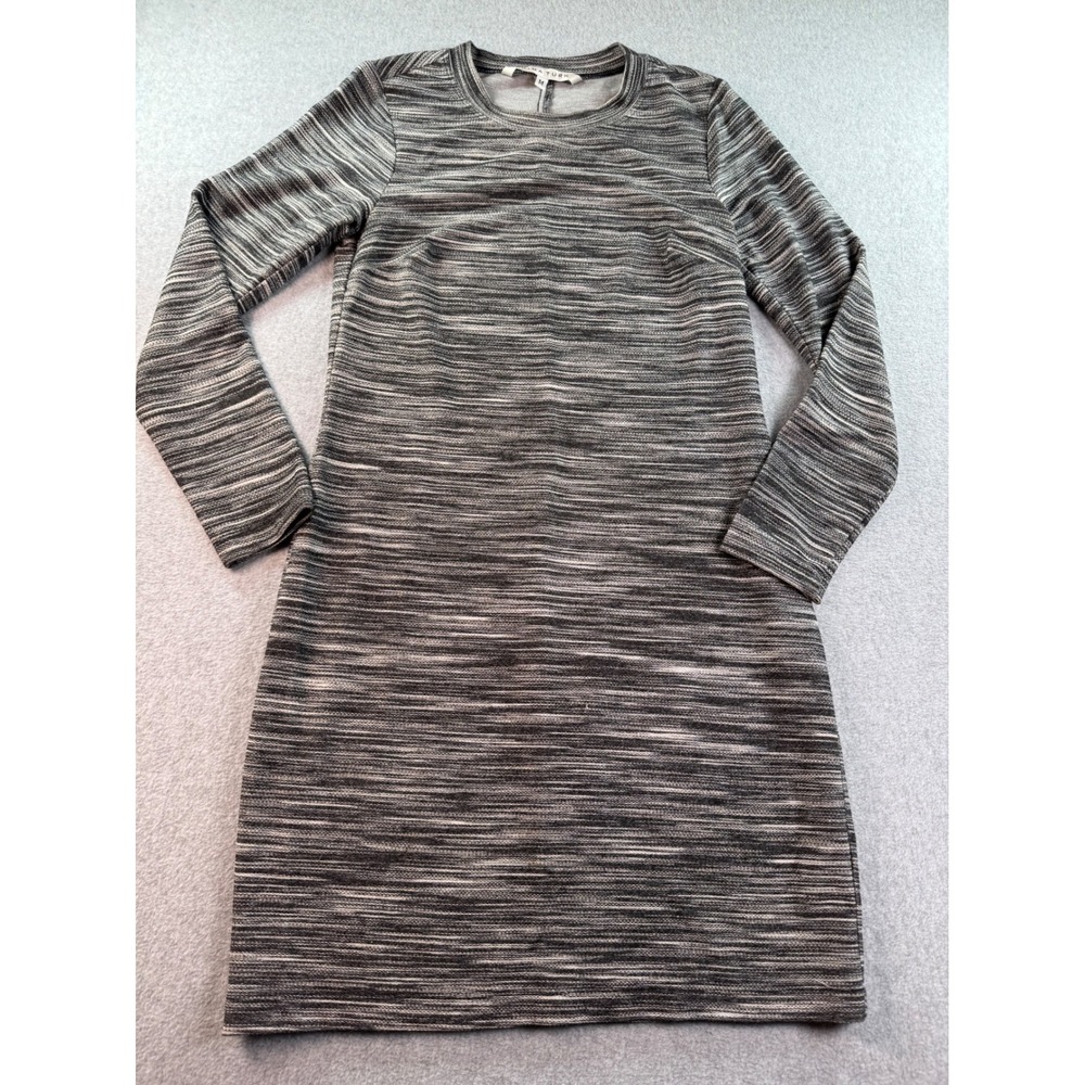 Trina Turk Bellingham Space Dye Knit Long Sleeve Shift Dress Black White Size M